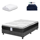Colch&oacute;n Queen Size Premier + Box + Protector Cloud + 1 Juego De S&aacute;banas Softy