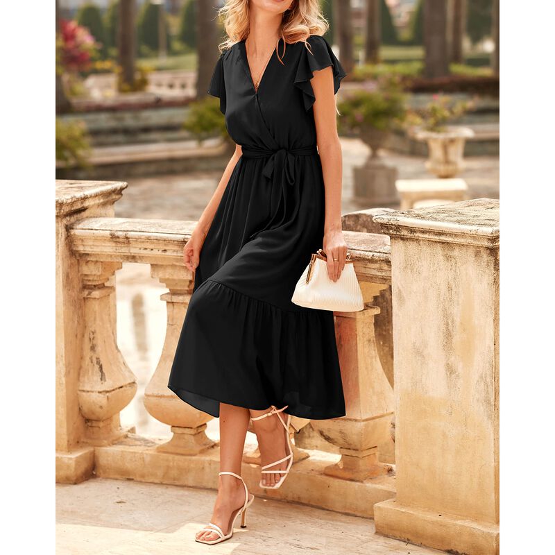 Vestido Midi BTFBM con Escote V, Mangas Capucha... image number null