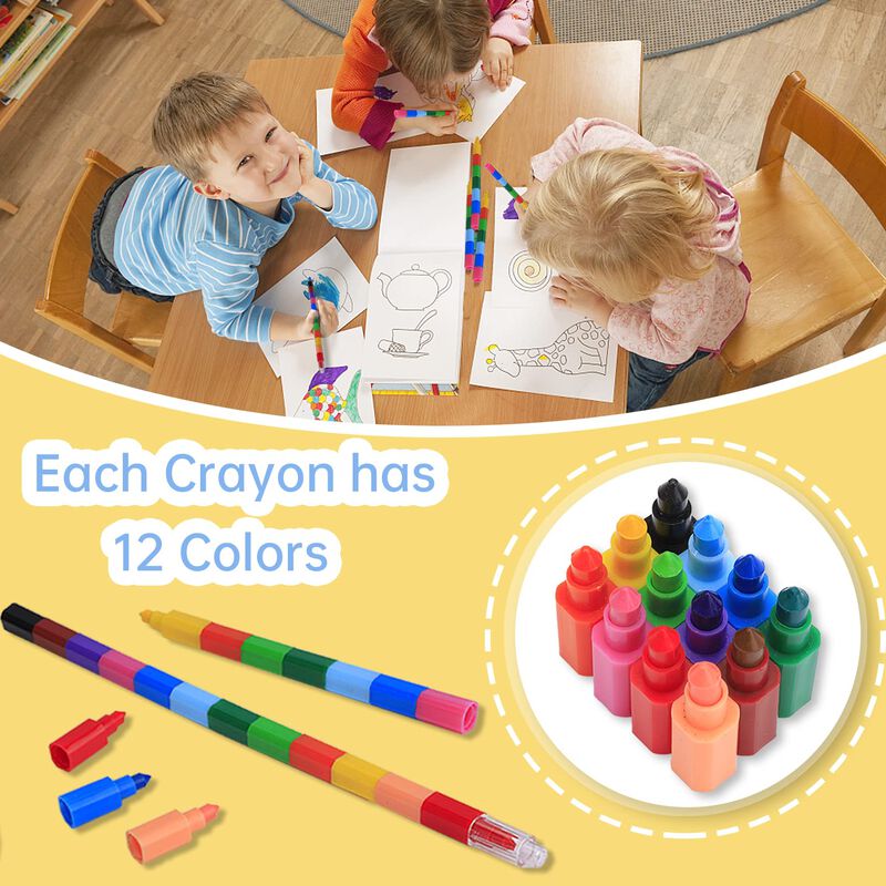 Crayones Ocbewua 24 Piezas Apilables &ndash; 12 Color... image number null