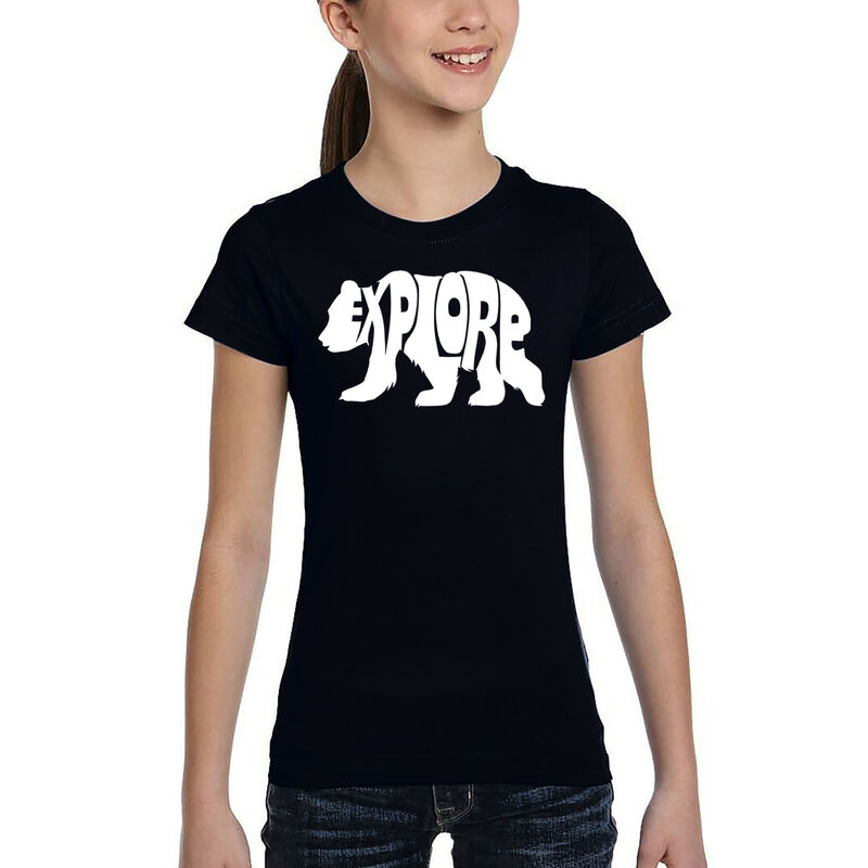 Camiseta Word Art Para Ni&ntilde;a - Explore - Negro image number null