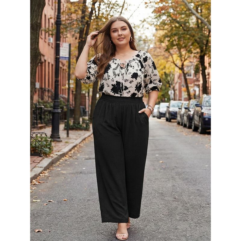 Pantalones Lastshe Plus Talla 3x Pierna Ancha N... image number null