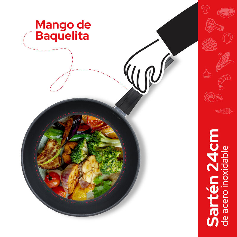 Cookit Sart&eacute;n Acero Inox 24Cm Antiadherente Cfp... image number null