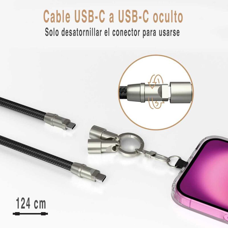 Cable Datos Correa Hypergear 2en1 Usb-c A Usb-c... image number null