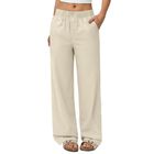 Pantalones de Lino Copyleaf, Pierna Ancha y Cintura Alta