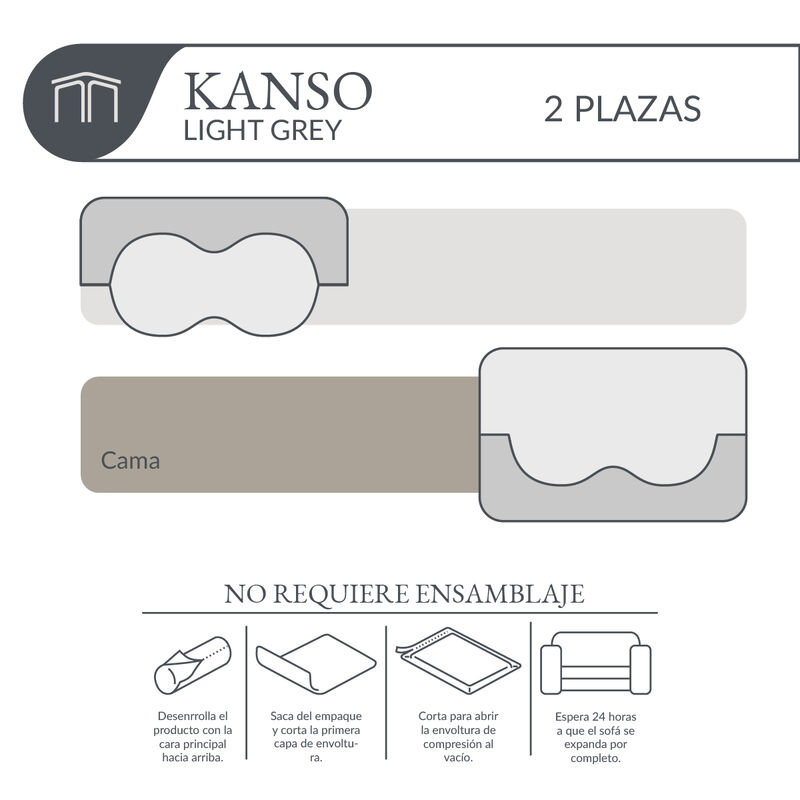 Sof&aacute; Espuma Alta densidad KANSO Light Grey 2 pl... image number null
