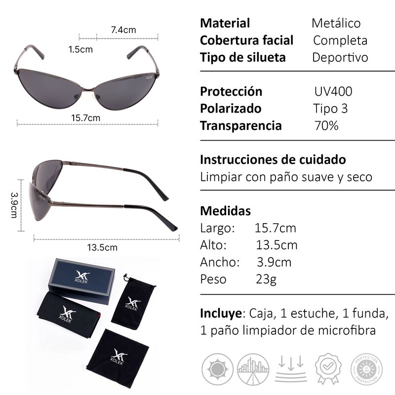 Lentes De Sol Xolek 133 Ojo De Gato Met&aacute;lico Uv... image number null