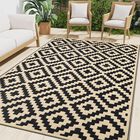 Alfombra Smiry 6x9 Pies Impermeable Boho Negro Y Beige