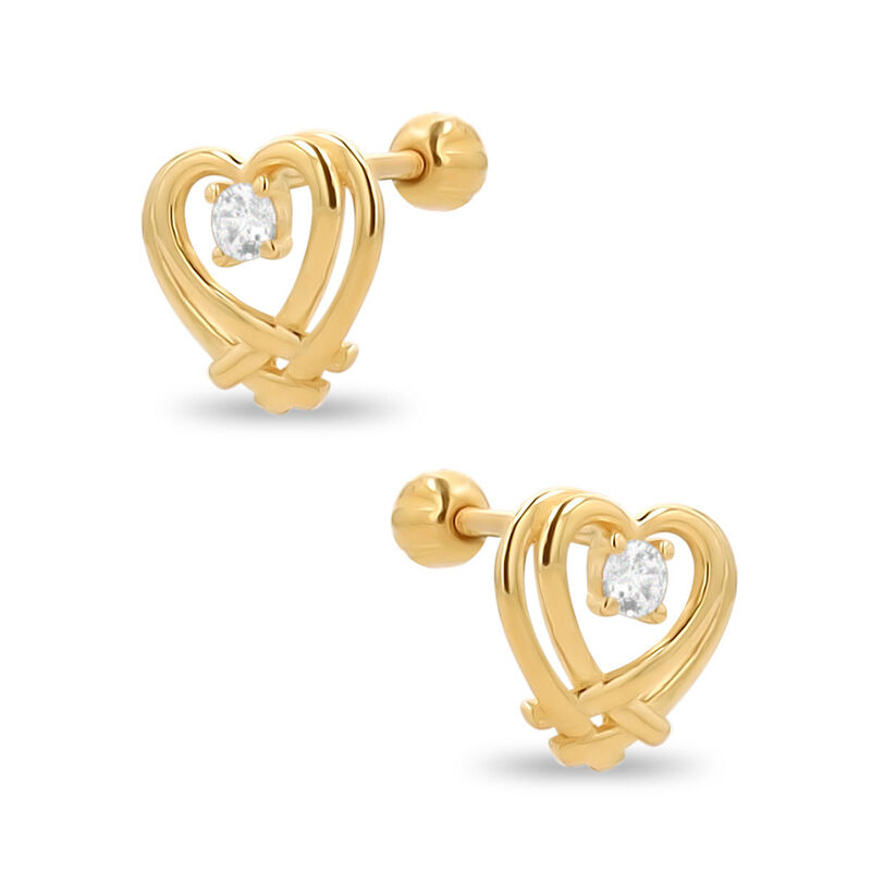 Broqueles Coraz&oacute;n Oro Amarillo 10k Zirconias | ... image number null