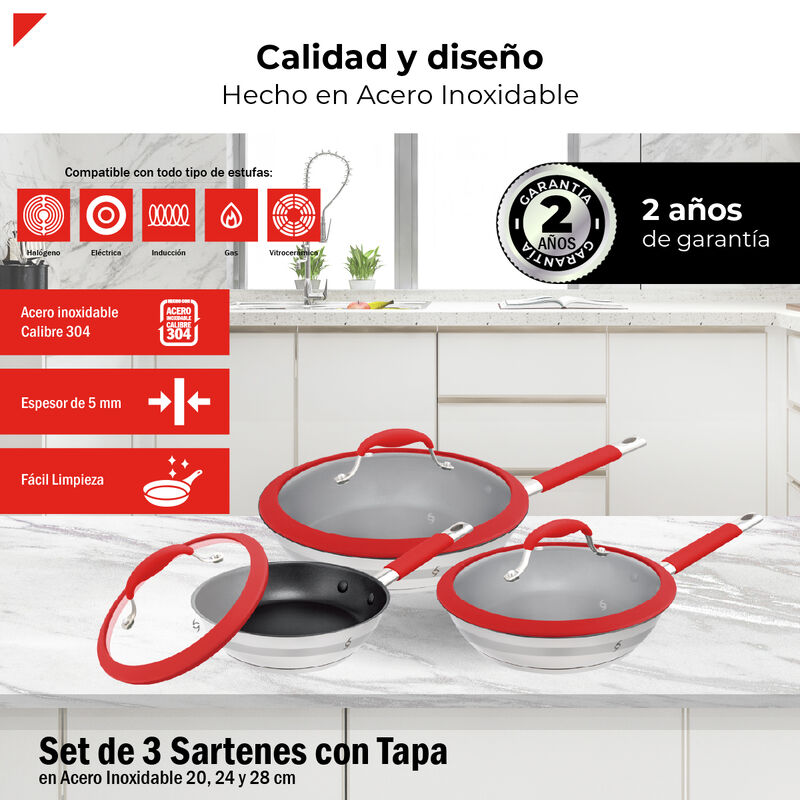 Bogner Set De 3 Sartenes Acero Inoxidable Bfpr0... image number null