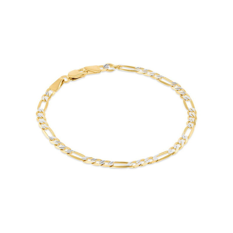 Pulsera De Oro Amarillo Con Platinado 14K 3X1 (... image number null