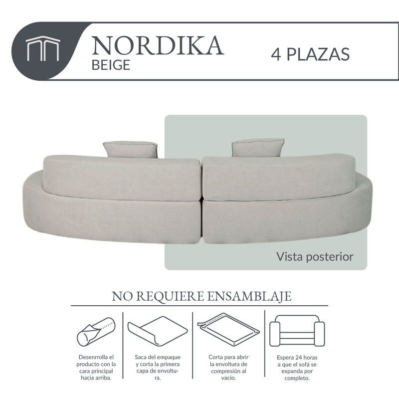 Sof&aacute; Espuma Alta densidad NORDIKA Beige 4 plaza... image number null