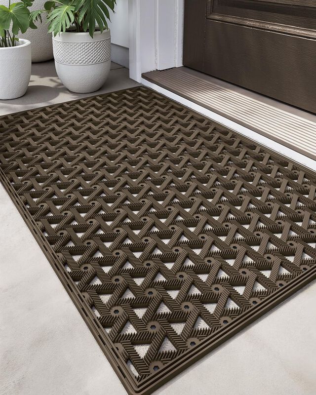 Alfombra De Entrada Dexi 48 &times; 76 cm Marr&oacute;n De C... image number null