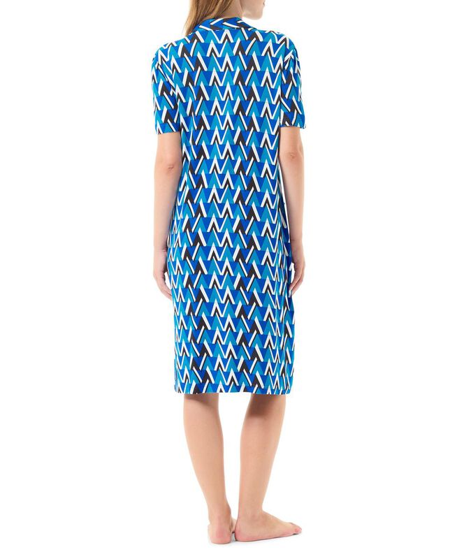 Vestido Corto de Viscosa con Botones Azul image number null