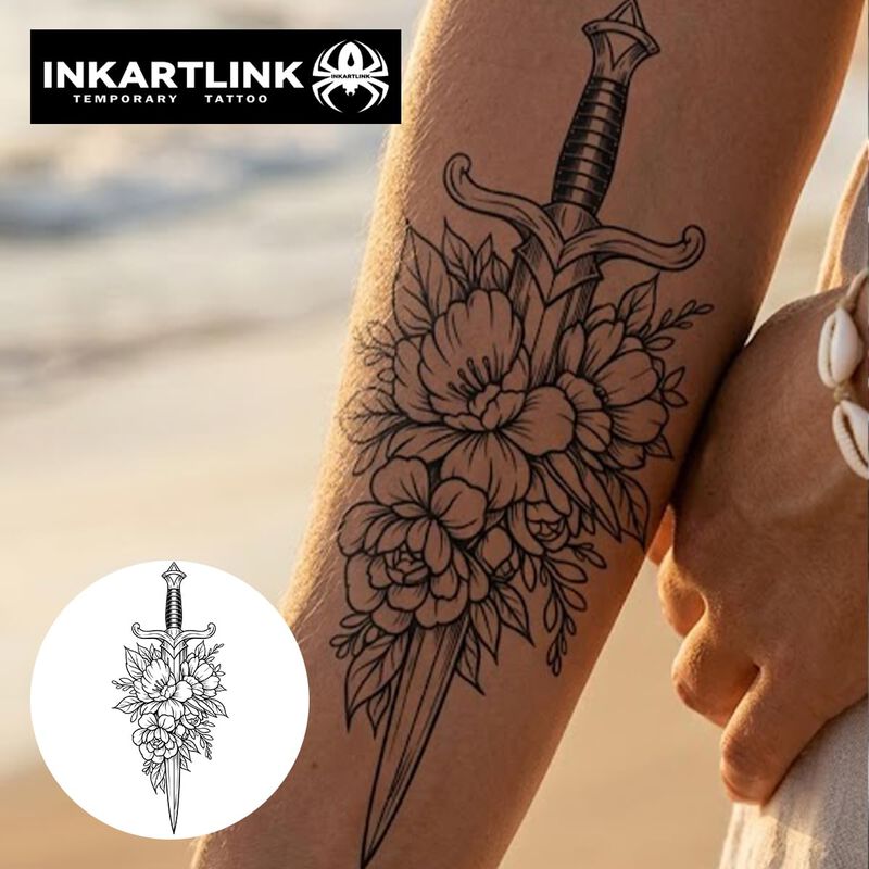 Juego De Tatuajes Temporales Inkartlink Floral ... image number null