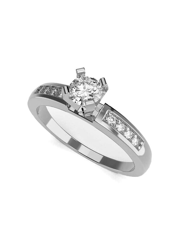 Anillo de Compromiso en Oro Blanco 14K con Circ... image number null