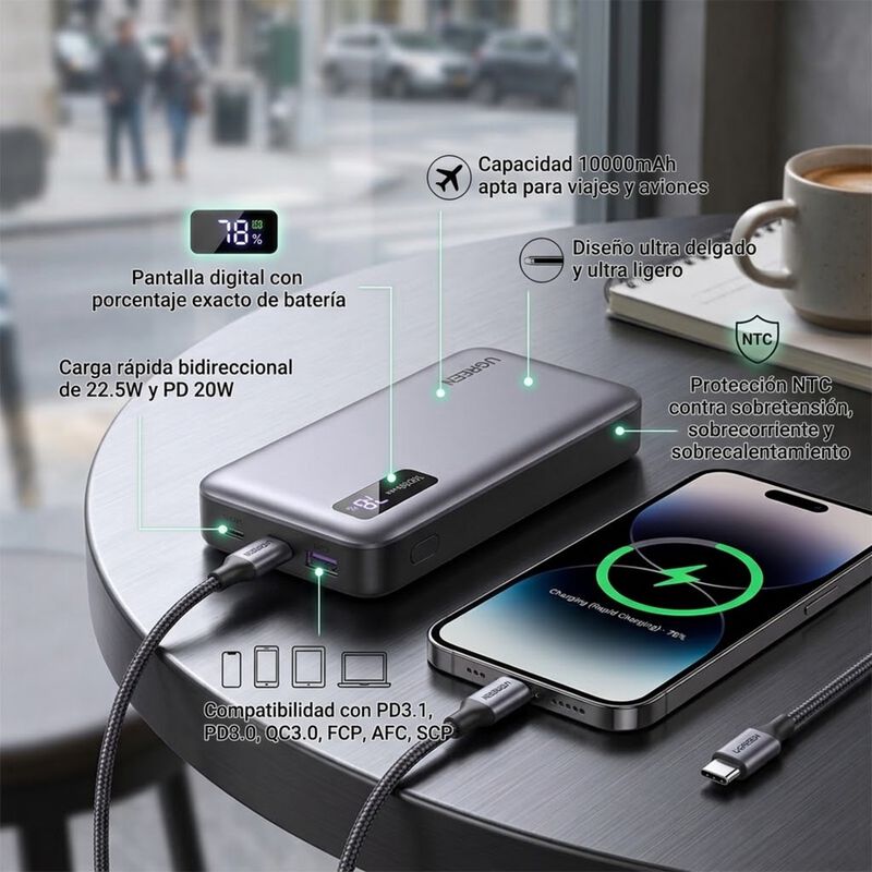 Power Bank Nexode 10000mah 22.5w Usb-c Usb-a Le... image number null