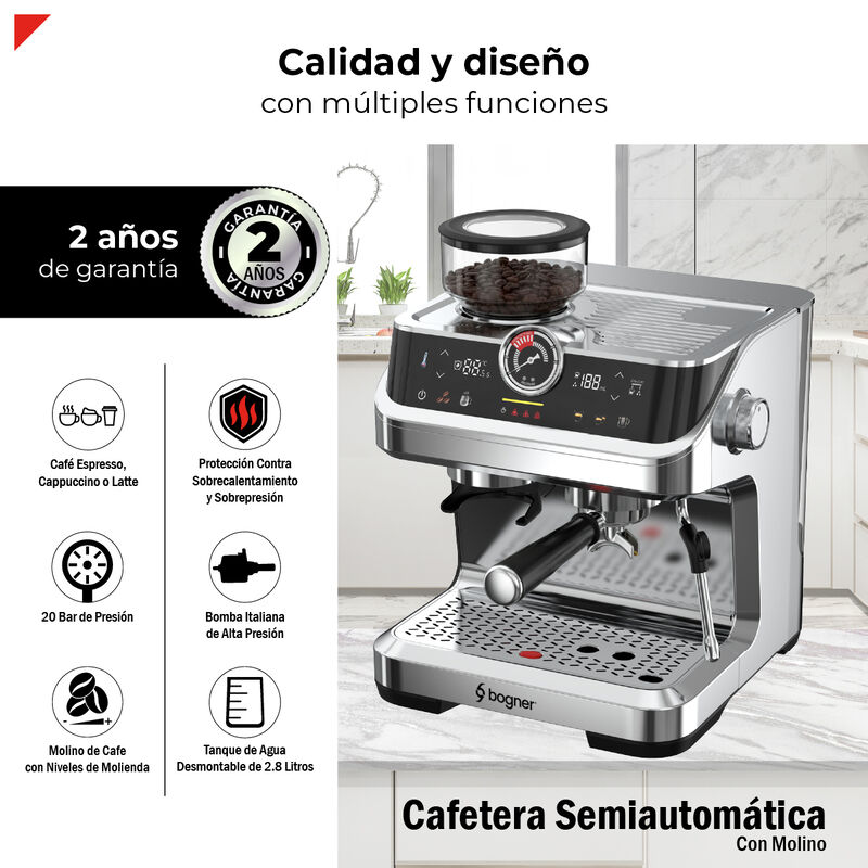 Cafetera Semiautom&aacute;tica Con Molino Bogner Becm0... image number null