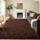 Alfombra Finrèc Home 152 &times; 244 cm Antideslizante De Pelo Largo Marr&oacute;n Oscuro