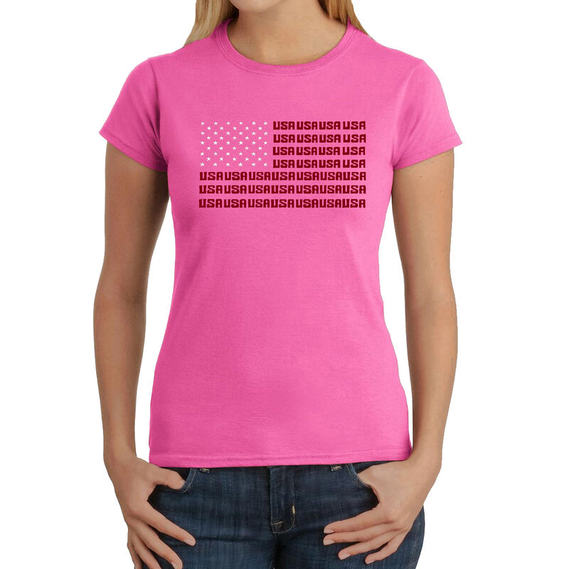 Camiseta Word Art Para Mujer - Bandera de USA- ... image number null