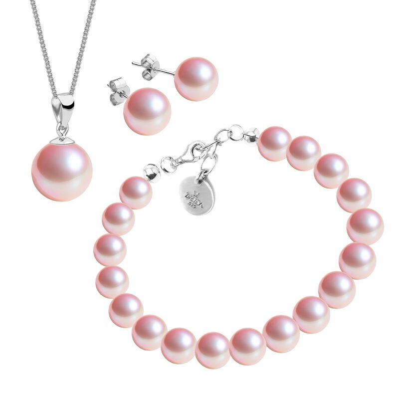 Collar, aretes y pulsera Perlas de cristal senc... image number null