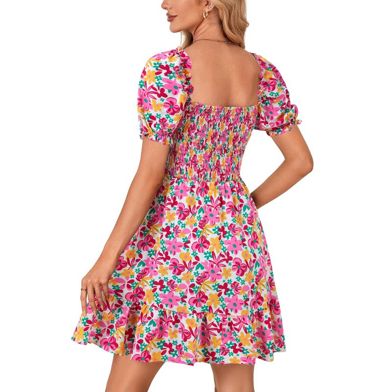 Vestido Rooscier Estampado Floral Rosa con Cint... image number null