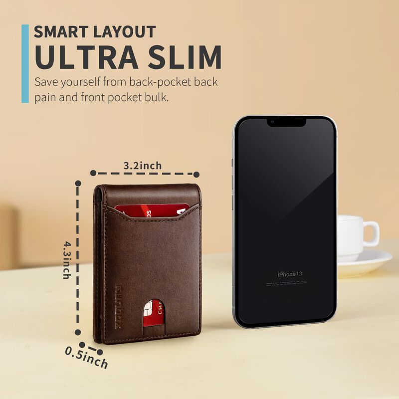 Cartera Runbox Slim De Piel Con Bloqueo Rfid, C... image number null