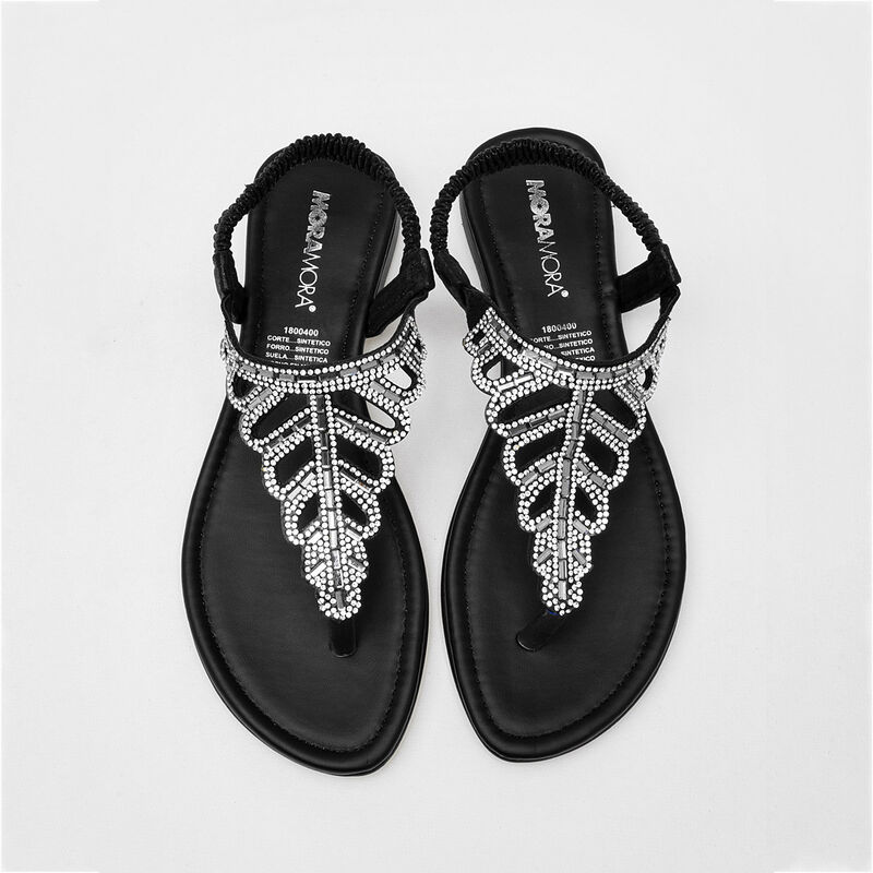Moramora Sandalia para mujer negro plata BAJA image number null