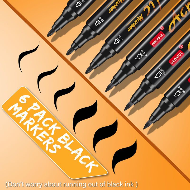 Marcadores De Pintura Droaful 6 Pzas Negro De P... image number null