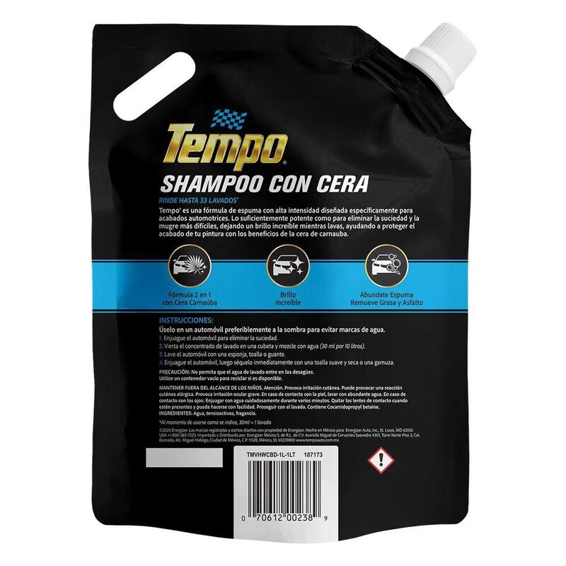 SHAMPOO PARA COCHE CON CERA TEMPO 500ML E304293... image number null