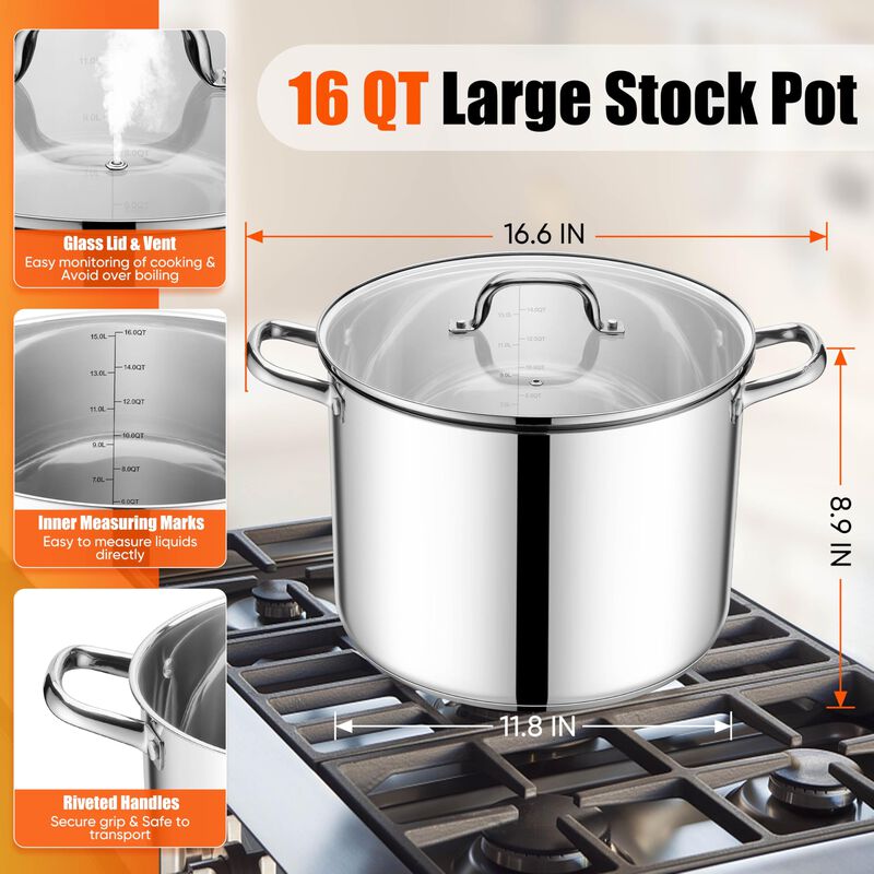 Olla de Acero Inoxidable E-FAR 15L con Tapa de ... image number null