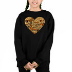 Sudadera De Cuello Redondo Word Art Para Ni&ntilde;a - Coraz&oacute;n de Acci&oacute;n de Gracias - Negro