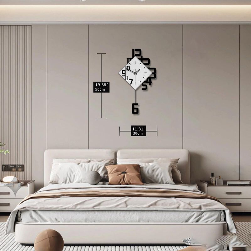 Reloj De Pared Yijidecor 30x50 Cm Negro De Made... image number null