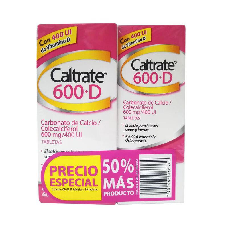 Caltrate 600+d 600 Mg/400 Ui 90 Tabletas image number null