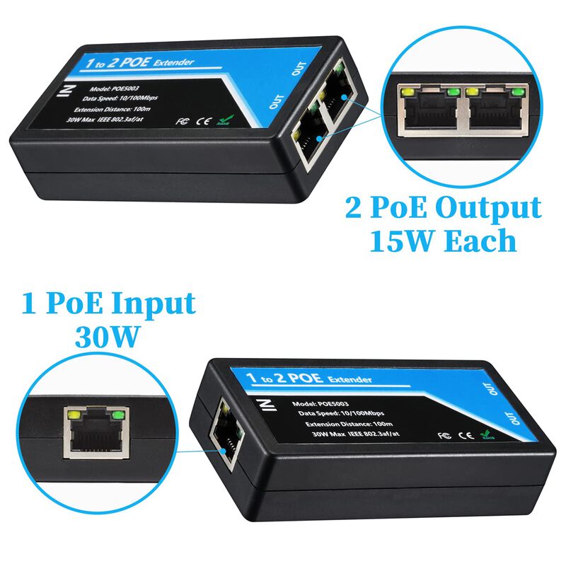 Extensor Poe Revotech, Repetidor Poe+ De 2 Puer... image number null