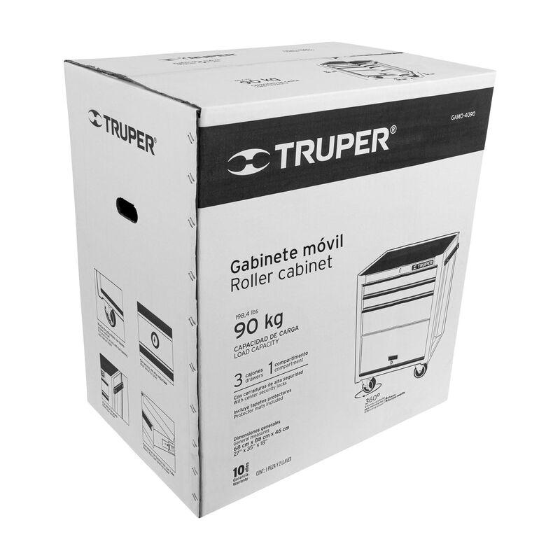 Gabinete Met&aacute;lico M&oacute;vil 4 Cajones Capacidad 90 ... image number null