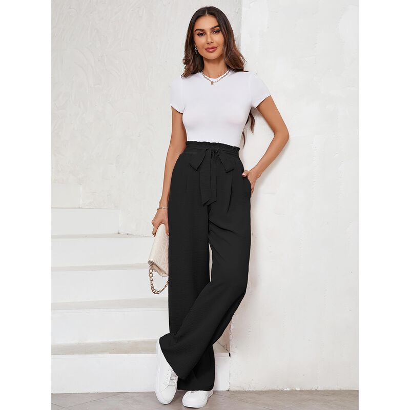 Pantalones Korsis De Pierna Ancha Mujer Negro T... image number null