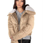 Chamarra Brillosa Mujer Cintura Ajustable Dorado Roosevelt A282