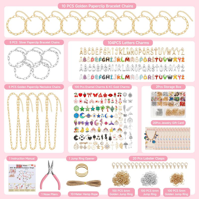 Kit De Pulseras Y Collares Con Dijes Riwiuue 59... image number null