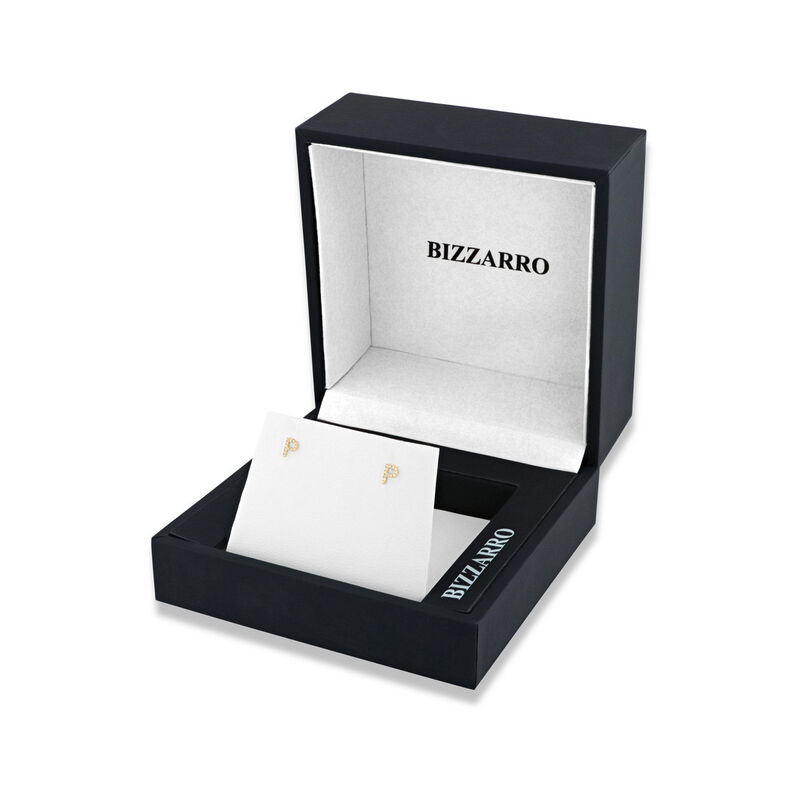 Broqueles De Oro Amarillo (Letra P) 14K Con 6Pt... image number null