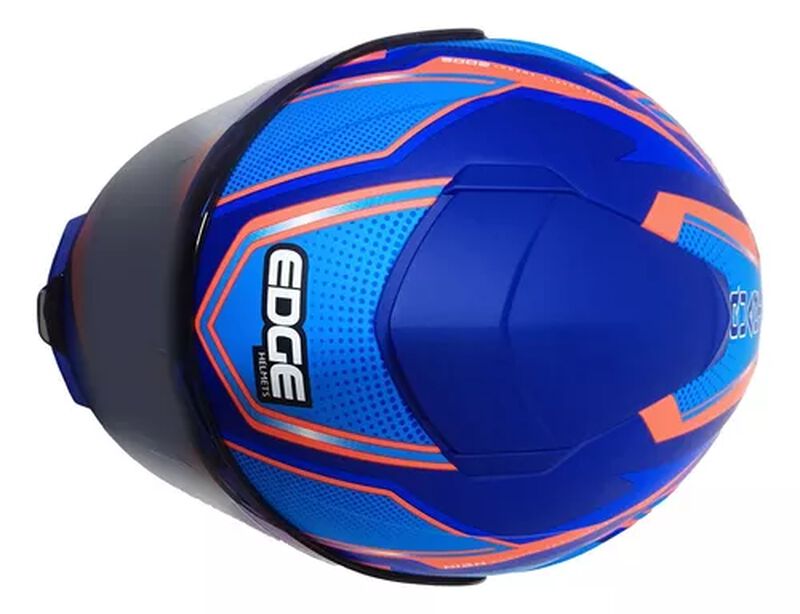 Casco Moto Edge Integral Shangai Azul Con Rojo ... image number null