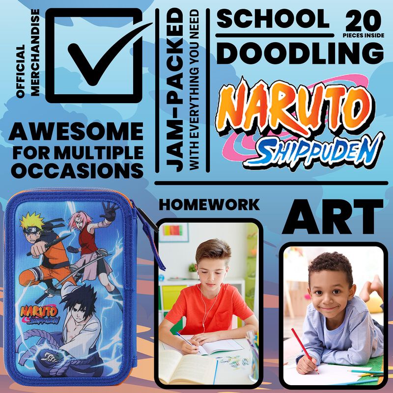 Estuche Naruto De 2 Compartimentos Con Set De P... image number null