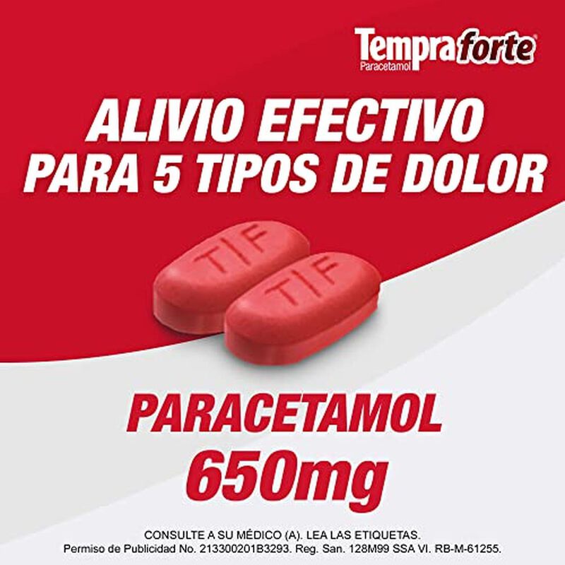 Tempra Forte 650mg Paracetamol, Dolor, Caja Con... image number null