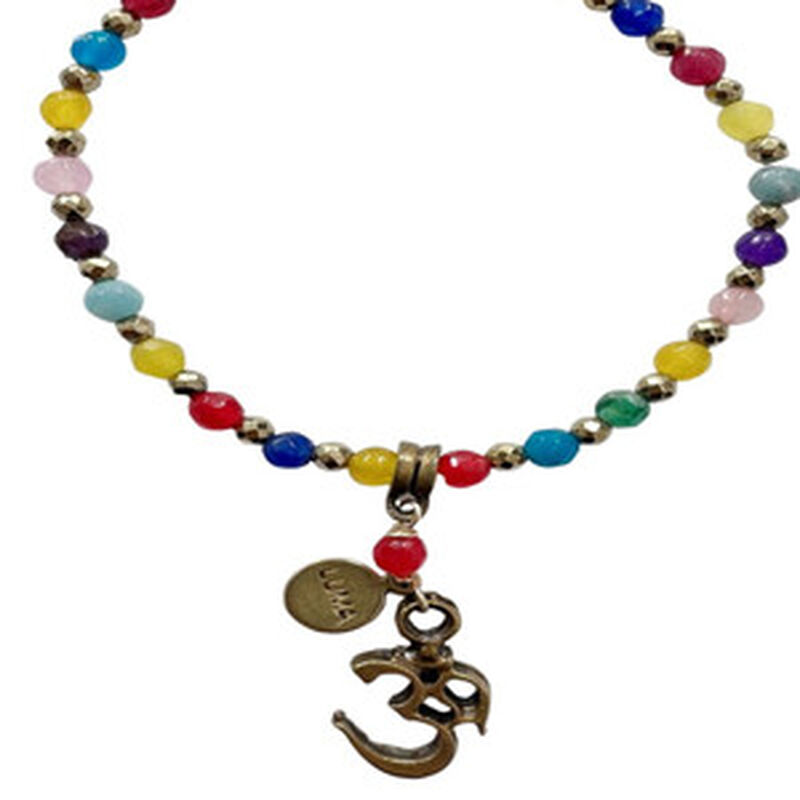 Pulsera De Colores &Aacute;gatas Con Dije Om Met&aacute;lico ... image number null