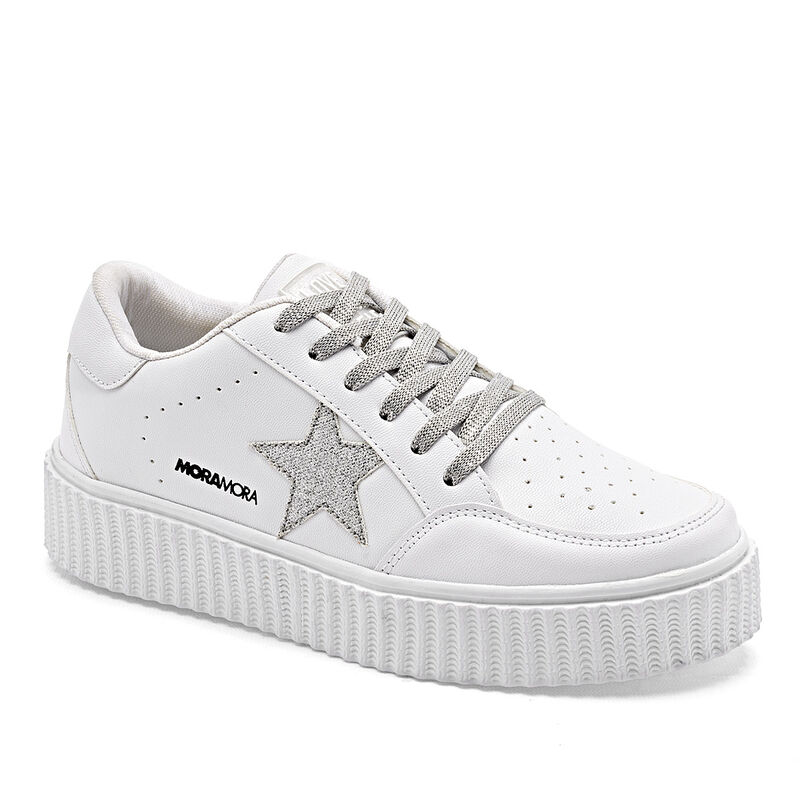 Moramora Tenis Chunky Para Mujer Blanco Plata C... image number null