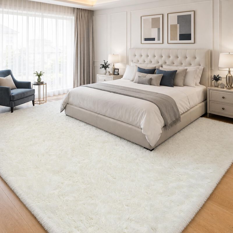 Alfombra Plhxfr 244x152 Cm Blanco Peludo Y Suav... image number null