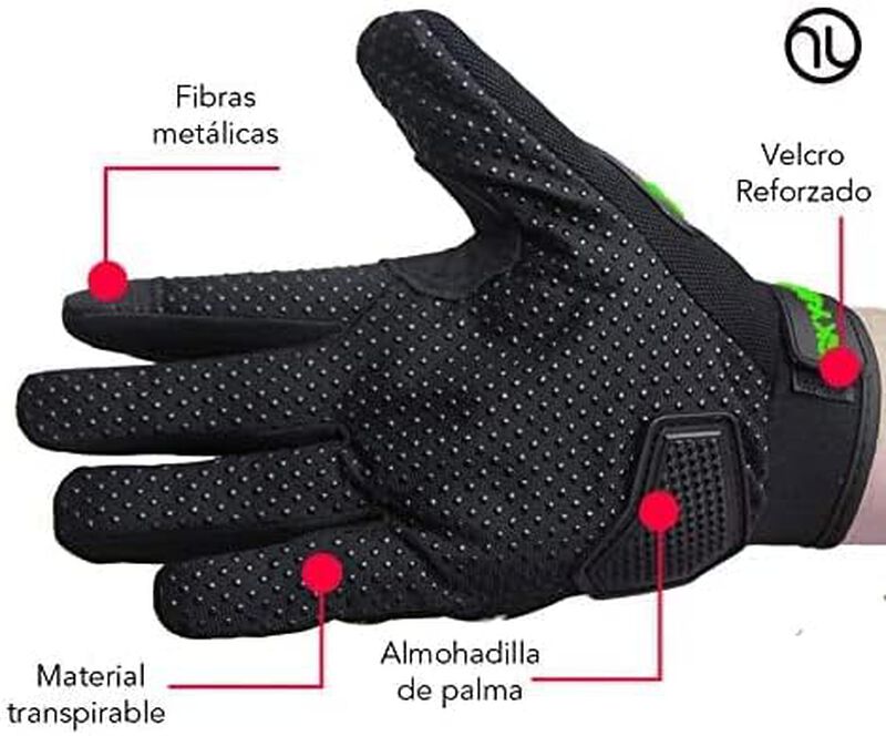 Guantes para Motociclista  Negro  Verde L  Blue... image number null
