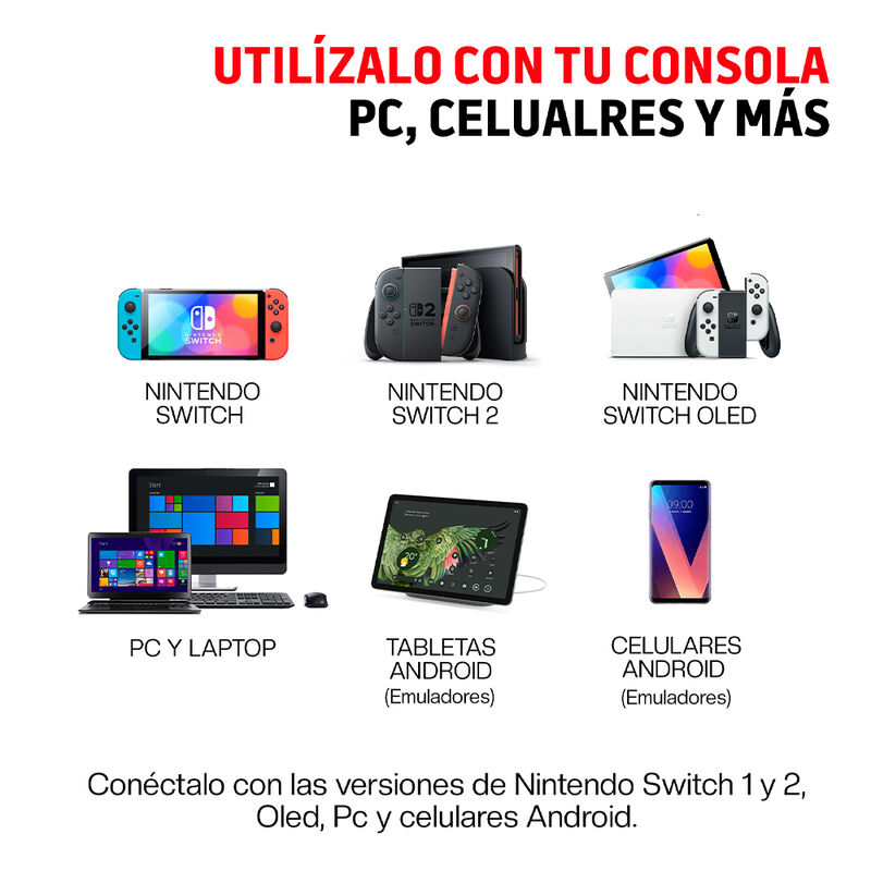 Control Para Nintendo Switch 1 Y 2 Retro Inal&aacute;m... image number null
