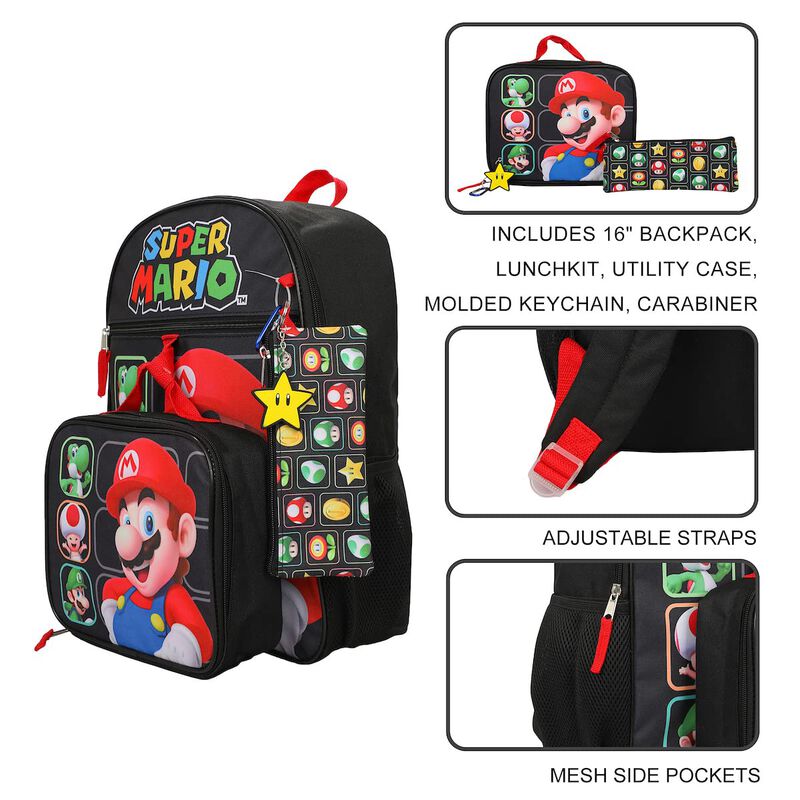 Set De Mochilas Bioworld Super Mario Bros Chara... image number null