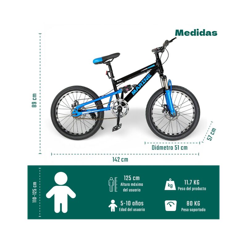 Bicicleta Monta&ntilde;a Rodada 20 Ni&ntilde;os Frenos De Dis... image number null