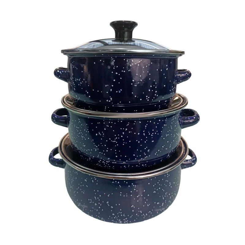 Juego de ollas de Peltre azul con tapa 6 pz Int... image number null